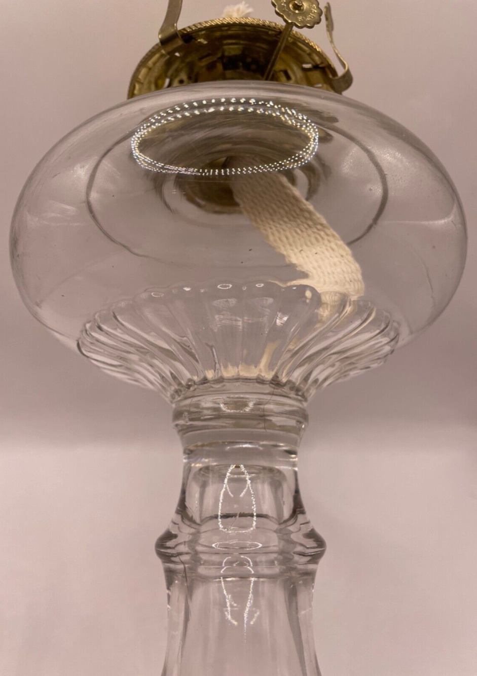 Vintage Lamp Light Farms Oil Kerosene Lamp Footed Clear Glass 18" Tall